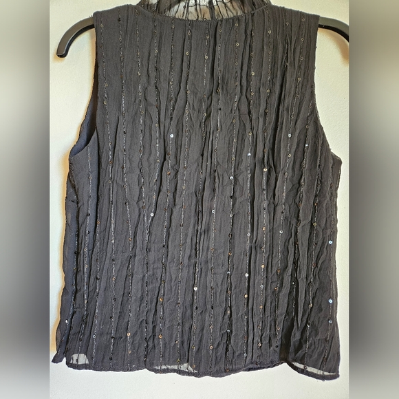 Beliza size 6, black sequin,side zip, ruffle neck, party top - Picture 7 of 8